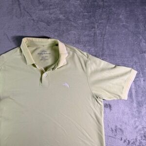 Tommy Bahama Polo Shirt Short Sleeve Golf Casual Supima Size M Lime (READ)
